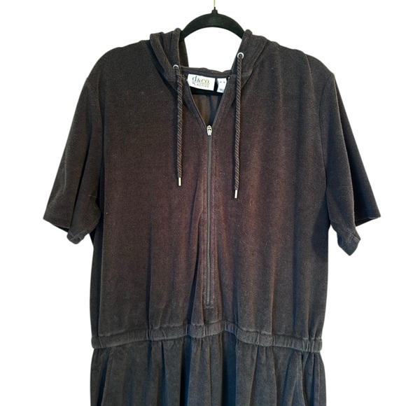 d&co Active Black Terry Cloth Hooded Jumper Romper Womens XL Short Sleeve Zip - Picture 3 of 10